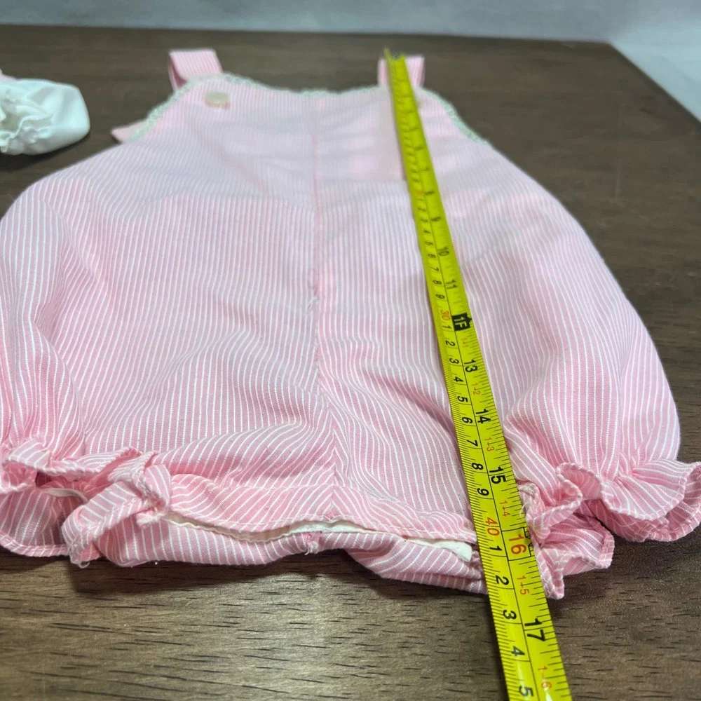 Tiny Tots Originals 2-Piece Outfit Pink Seersucker Embroidered Duck Vintage 6-9M